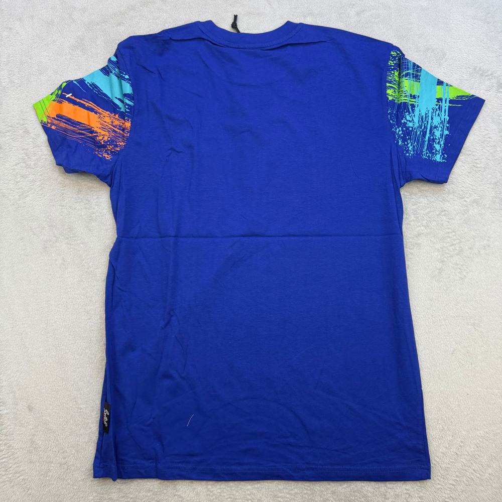 Switch Remarkable T Shirt Mens Large Blue Rags To Riches Paint Splatter - Picture 4 of 4